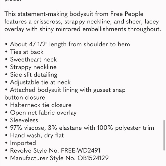 NWT Free People X Intimately FP Smoke & Mirrors Rhinestone Overlay Bodysuit Slip - Picture 13 of 13